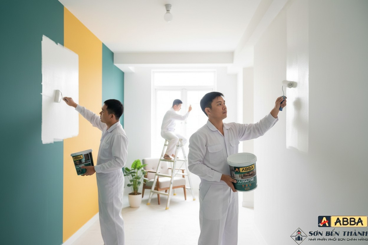 Thi công sơn ABBA ULTRAFINE SIÊU MỊN SIÊU TRẮNG NỘI THẤT